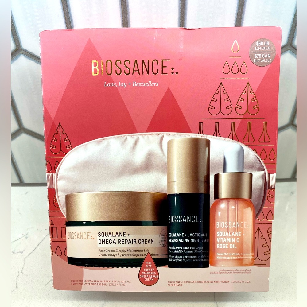 BIOSSANCE Love Joy Bestsellers Kit - Full Size Omega Repair Cream + 2 Mini’s